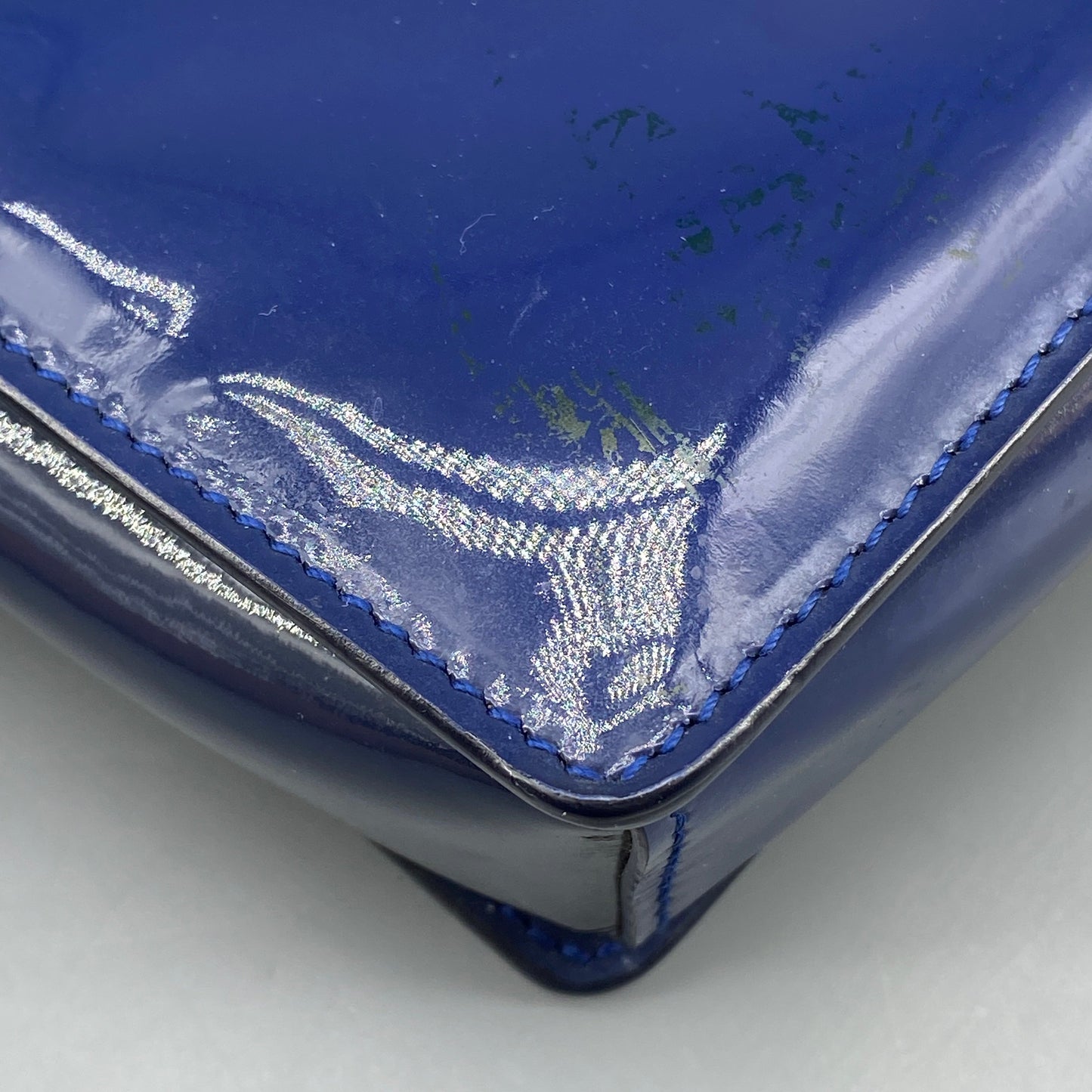 Salvatore Ferragamo Vara Bow Patent Leather Shoulder Bag Royal Blue