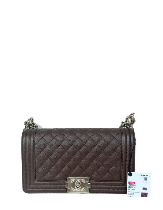 Chanel 2023 NEW Brown Caviar Leather Handbag - Rovelle Bags
