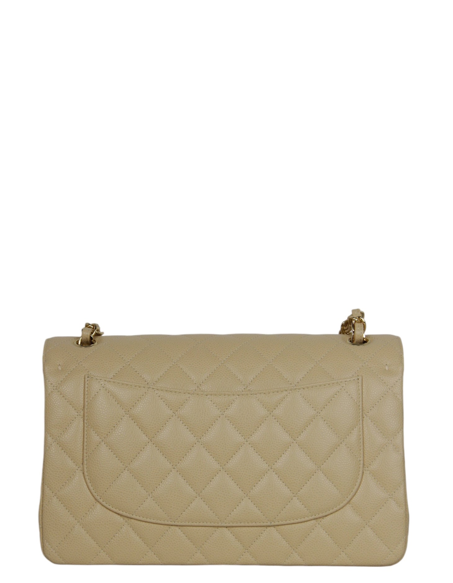 Chanel Beige Caviar Leather Double Flap Flap Bag - Rovelle Bags