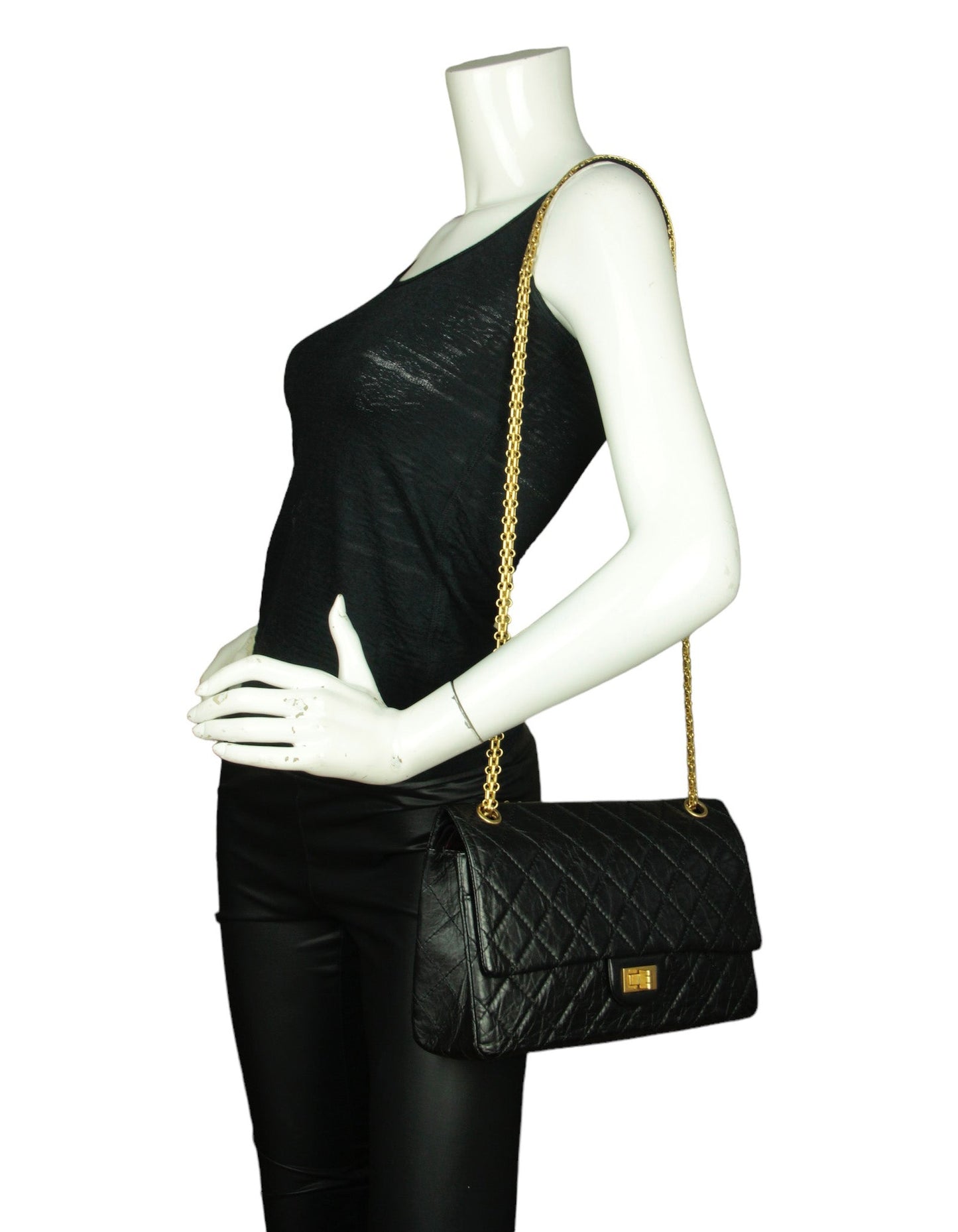 Chanel Black Calfskin Quilted 2.55 Reissue Flap Bag - Rovelle Bags