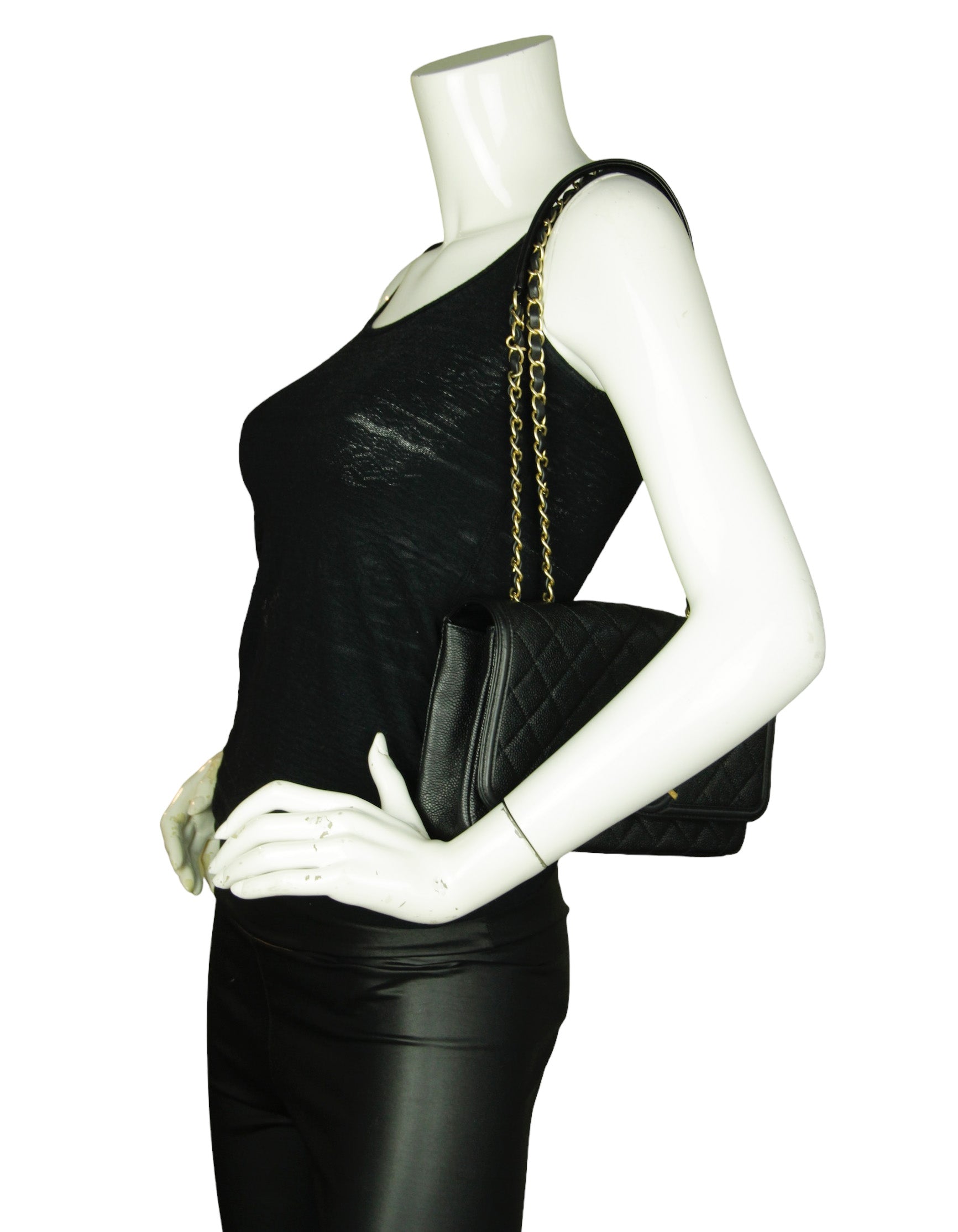 Chanel Black Caviar Medium CC Filigree Crossbody Bag - Rovelle Bags