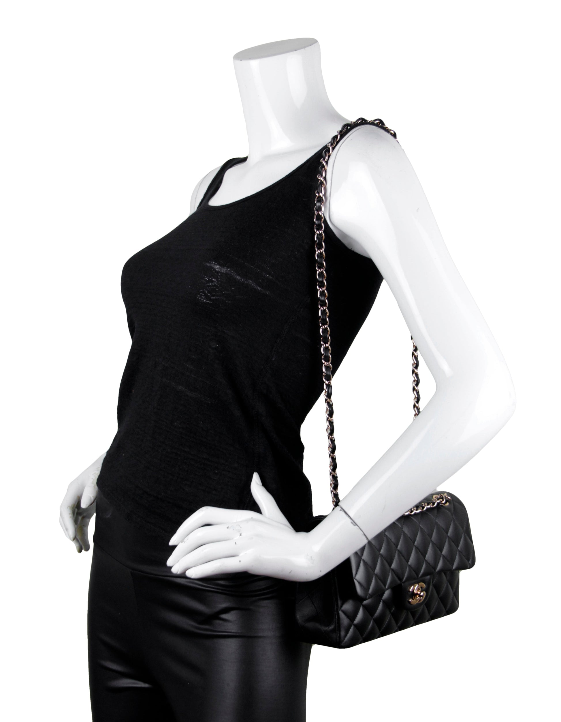 Chanel Black Lambskin Double Flap Small Flap Bag - Rovelle Bags