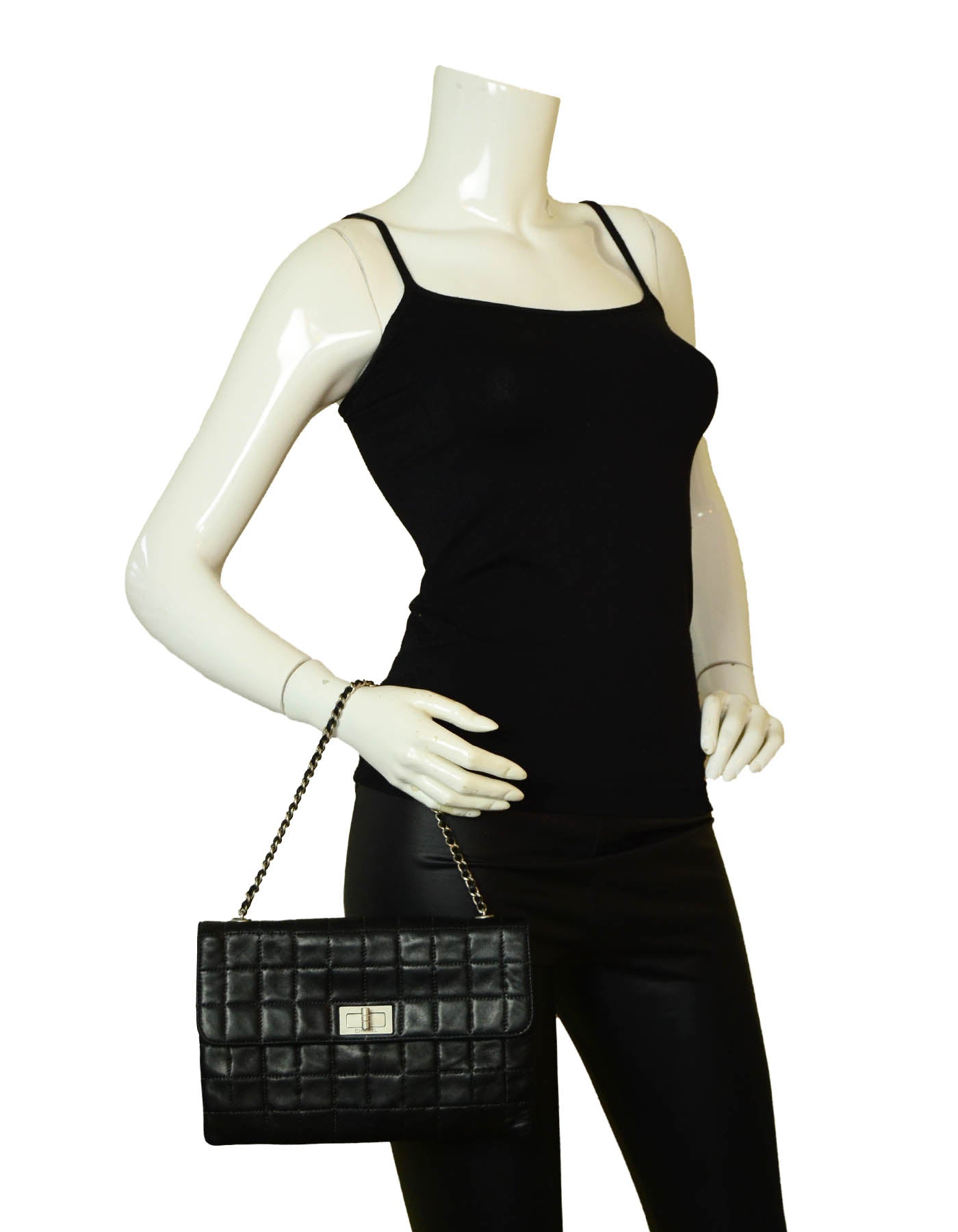 Chanel Black Lambskin Leather Square Quilted Flap Bag - Rovelle Bags