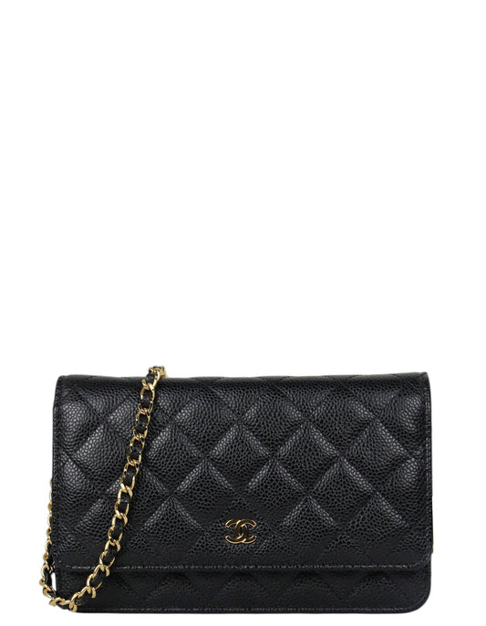 Chanel Black Caviar Leather WOC Wallet On Chain - Rovelle Bags