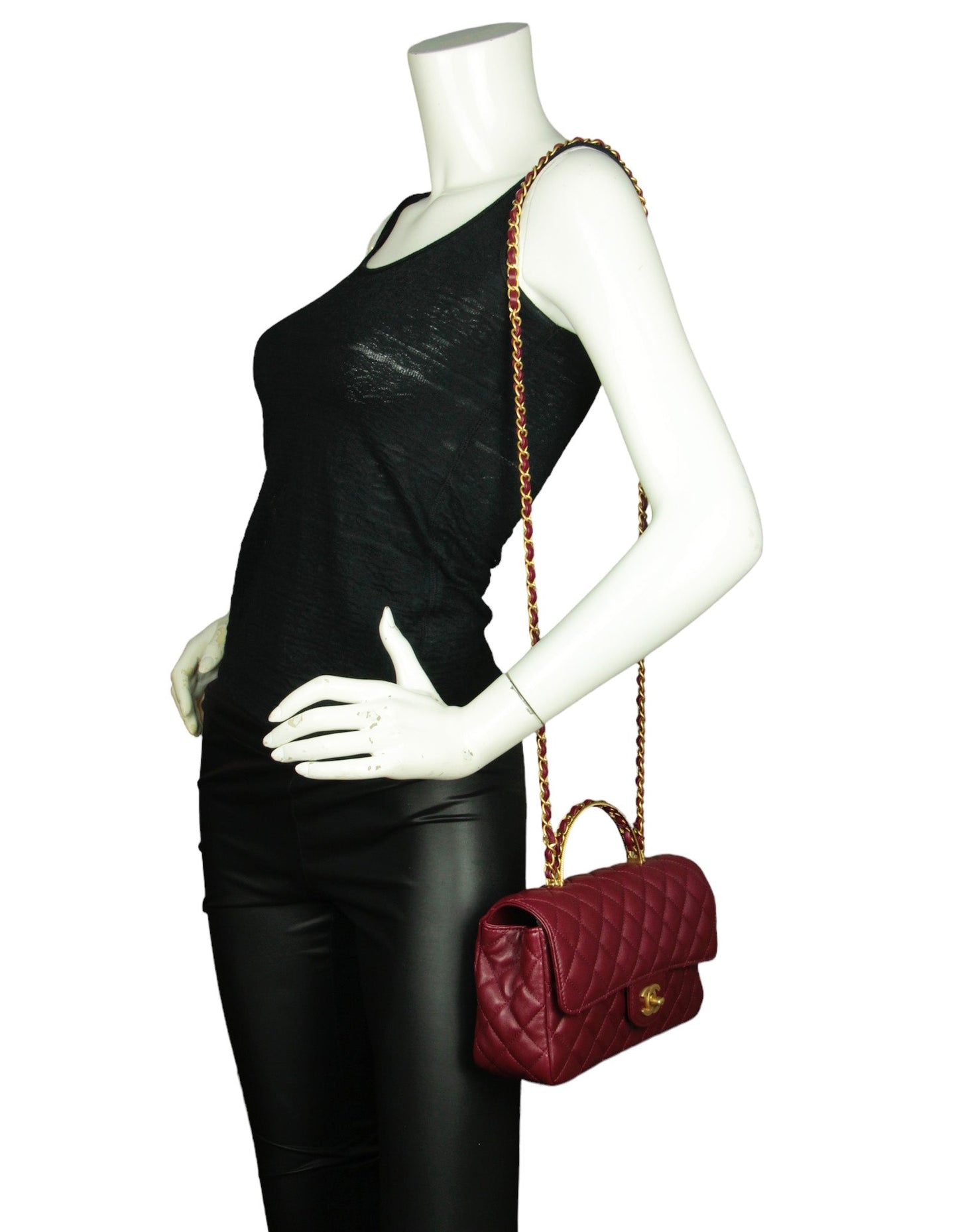 Chanel Burgundy Lambskin Leather Flapbag w/ Flap Bag - Rovelle Bags