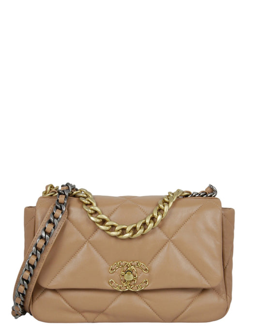 Chanel 2024 Dark Beige Lambskin Quilted Handbag - Rovelle Bags