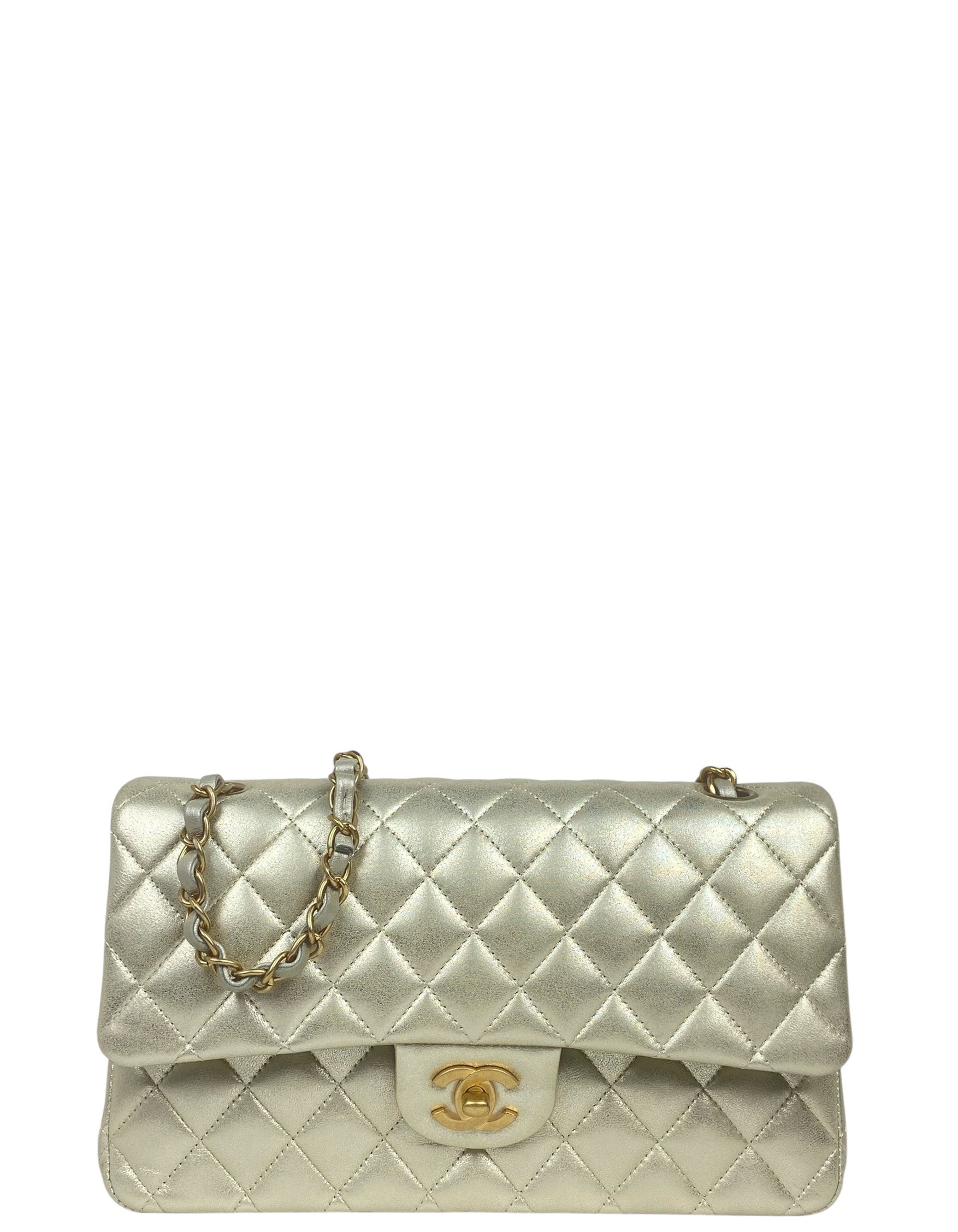 Chanel Gold Lambskin Medium Double Flap Flap Bag - Rovelle Bags