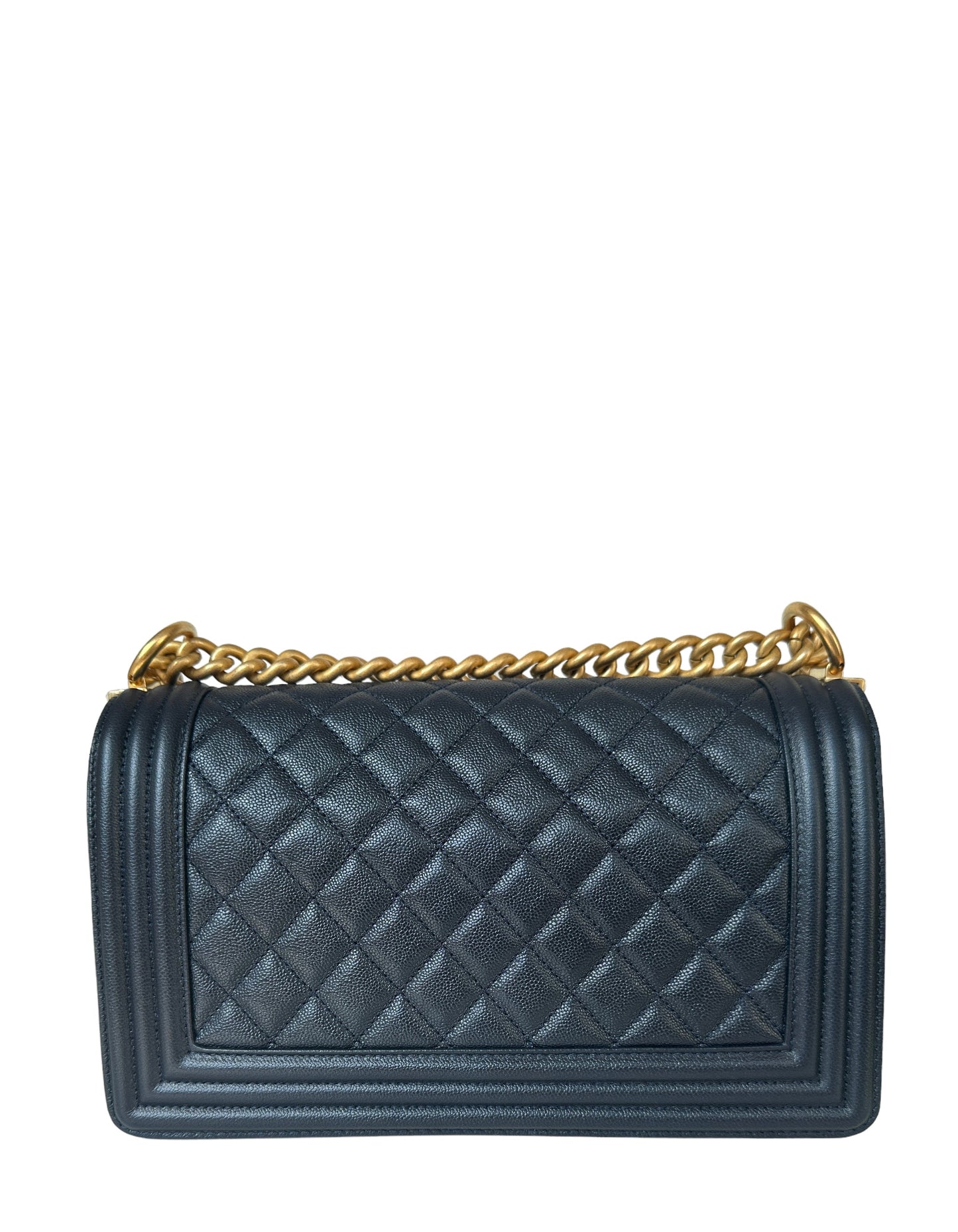 Chanel Metallic Navy Caviar Quilted Medium Handbag - Rovelle Bags