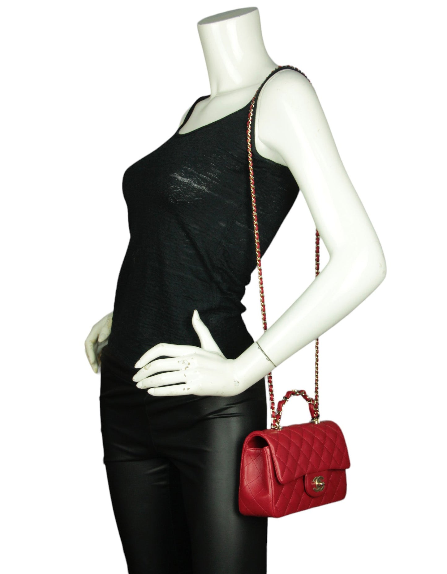 Chanel NWT Red Lambskin Quilted Mini Flap Bag - Rovelle Bags