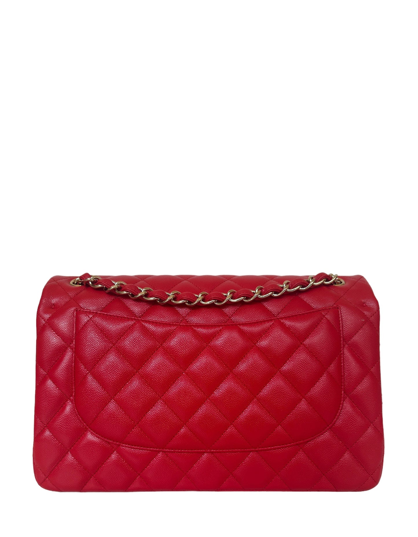 Chanel Red Caviar Leather Quilted Classic Flap Bag - Rovelle Bags