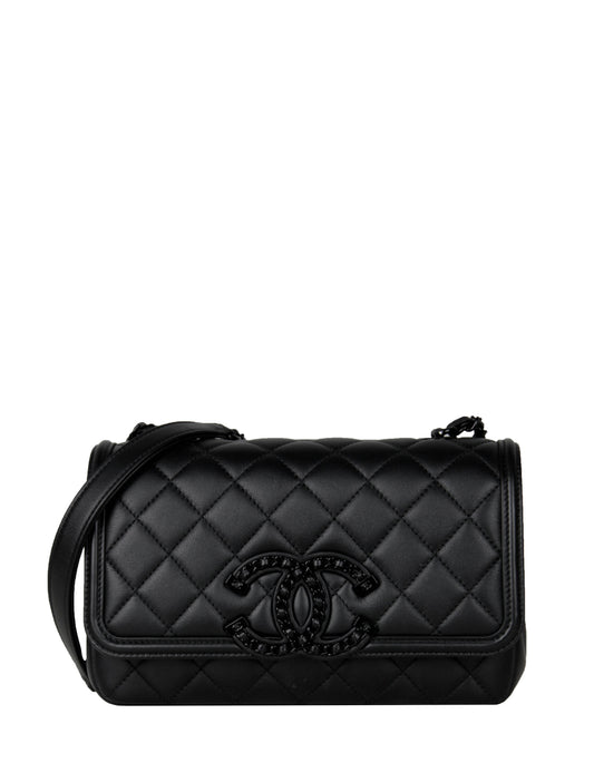 Chanel SO BLACK CC Small Filigree Crossbody Bag - Rovelle Bags