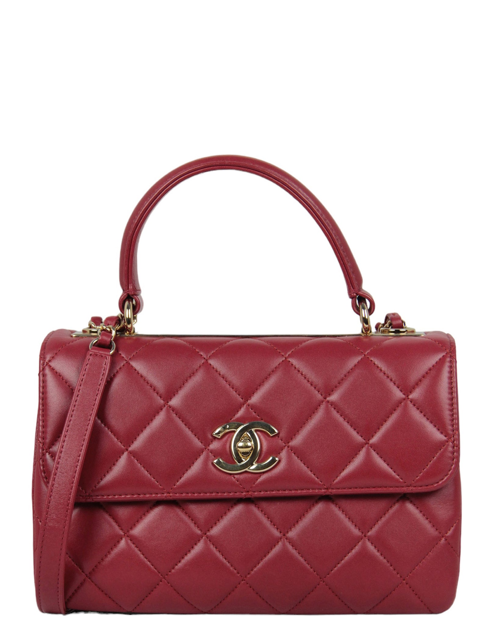 Chanel Burgundy Lambskin Quilted Trendy CC Flap Bag - Rovelle Bags