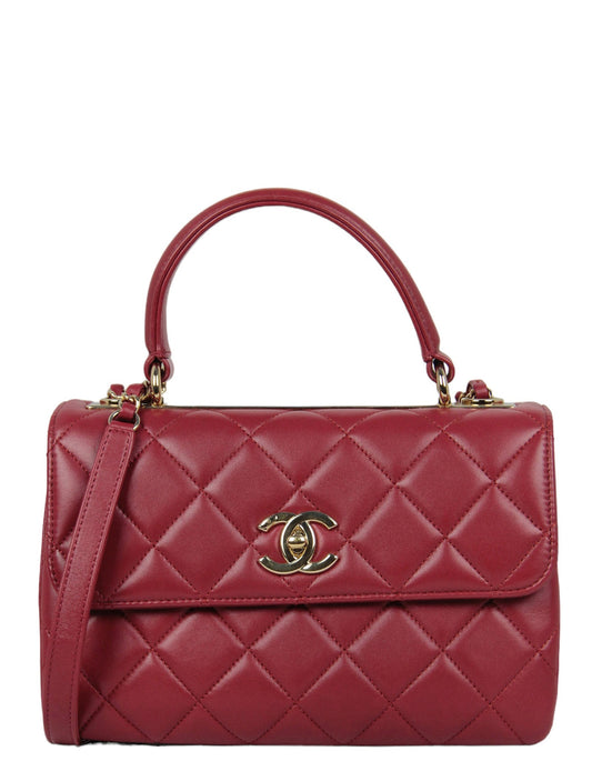 Chanel Burgundy Lambskin Quilted Trendy CC Flap Bag - Rovelle Bags