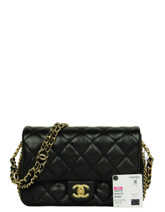 Chanel NEW 23C Black Caviar CC Flap Bag - Rovelle Bags