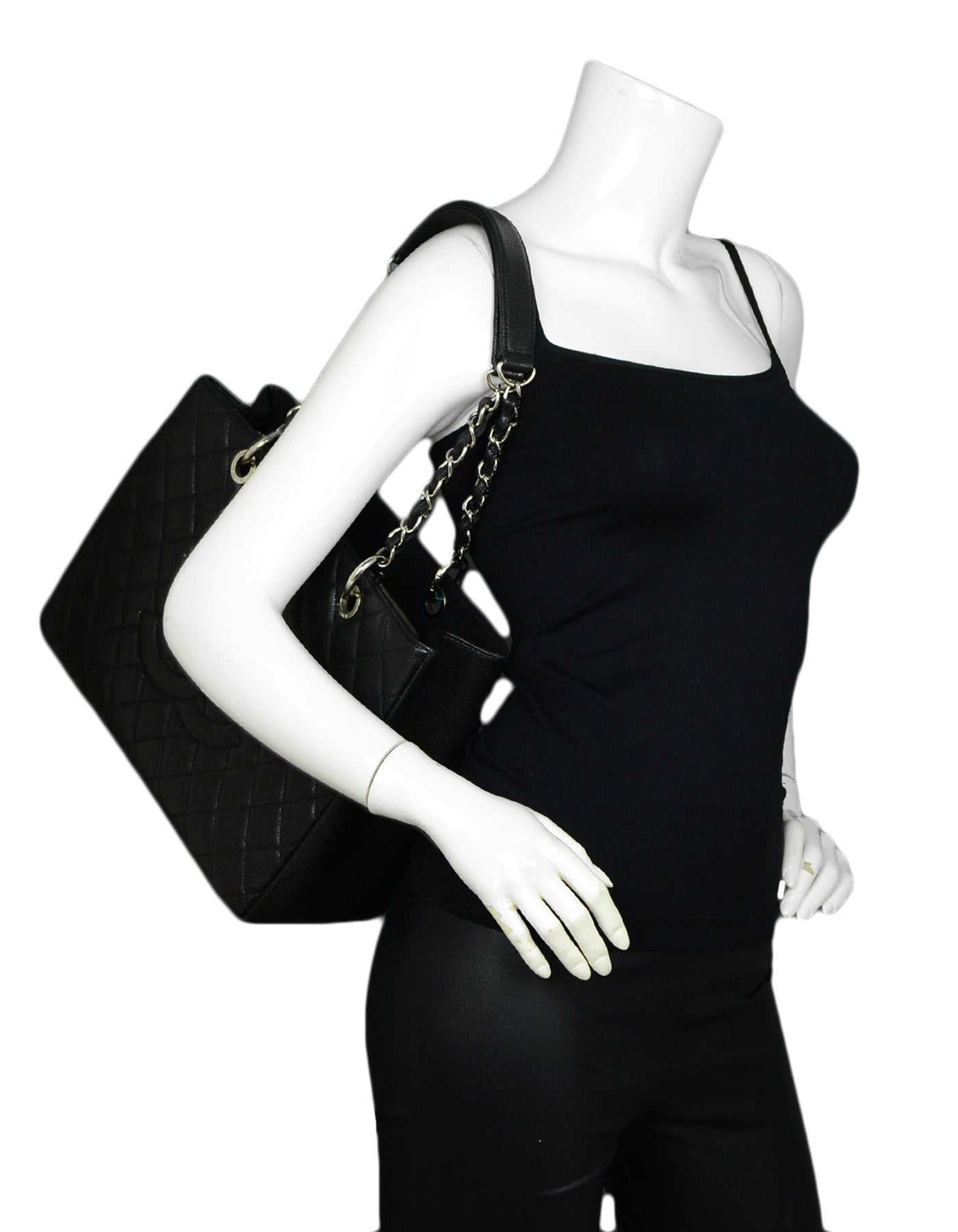 Chanel Black/Silver Caviar Leather GST Grand Tote Bag - Rovelle Bags