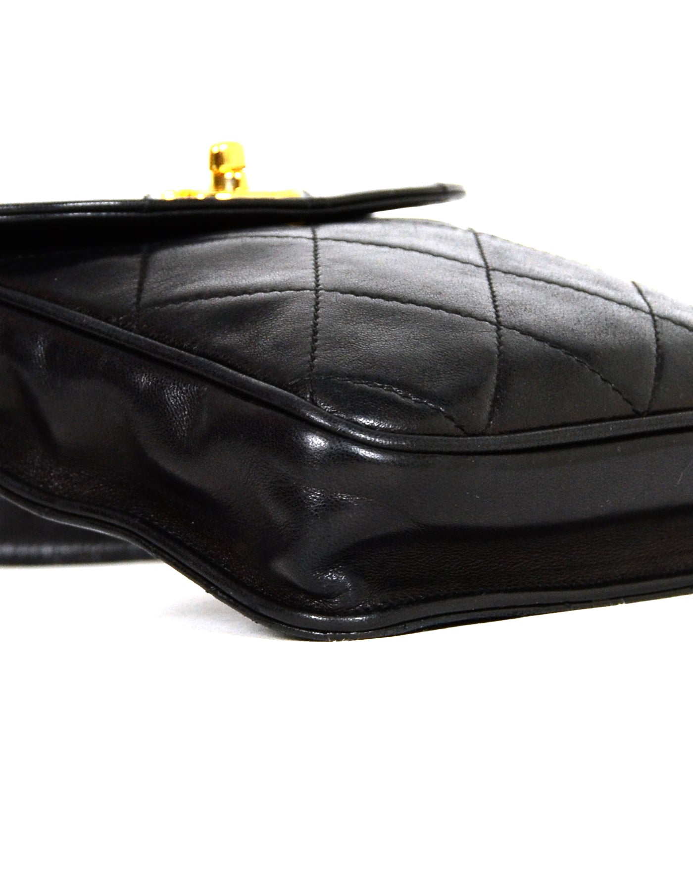 Chanel '90s Black Lambskin Quilted Belt Handbag - Rovelle Bags
