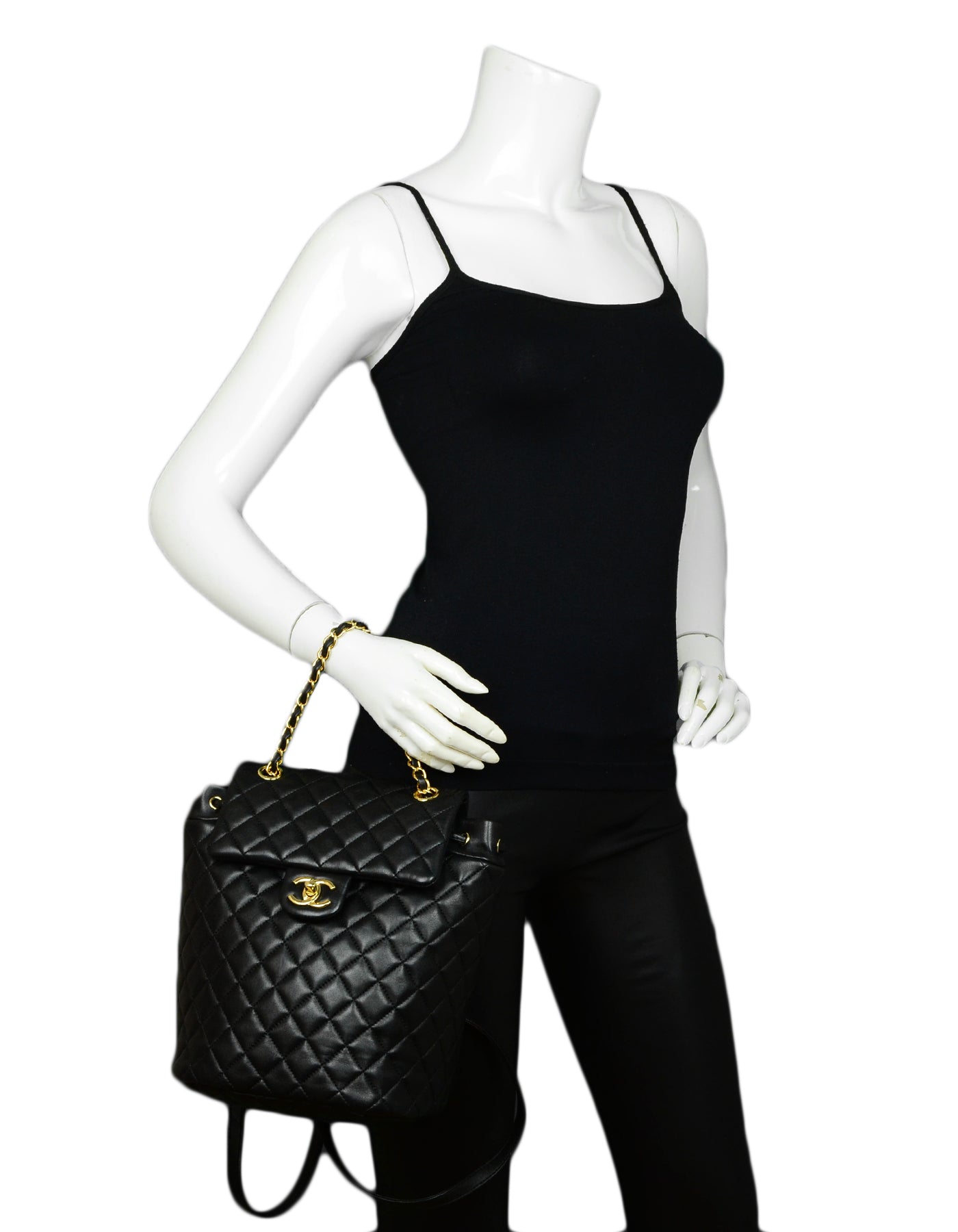 Chanel Black Lambskin Quilted Leather Small Backpack - Rovelle Bags