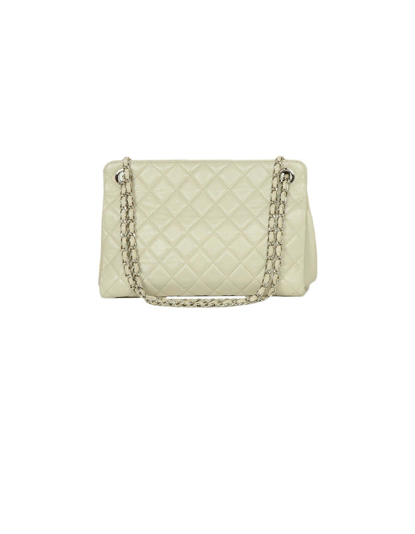 Chanel Ivory Caviar Leather Timeless CC Tote Bag - Rovelle Bags