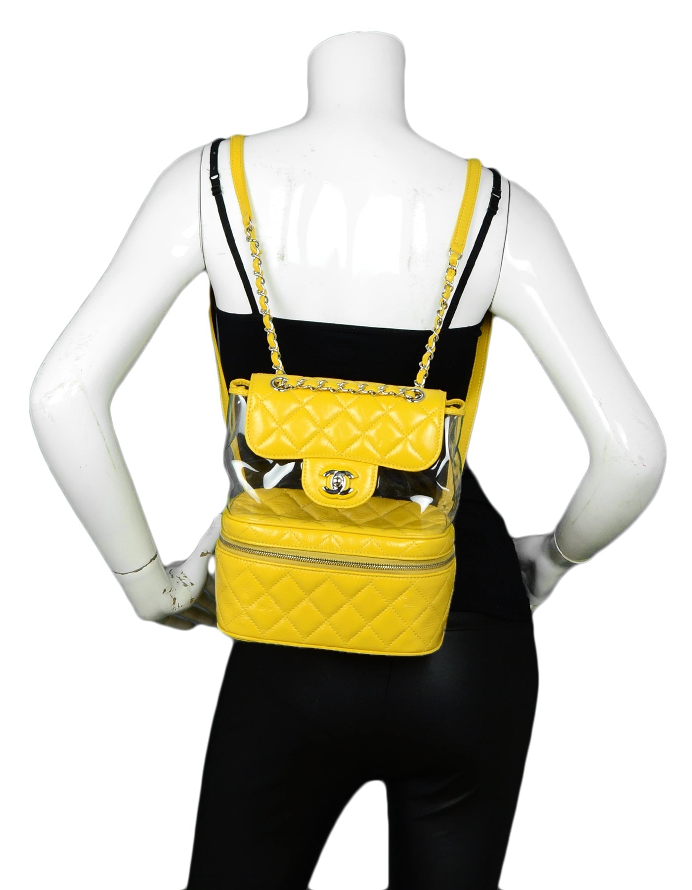 Chanel Yellow Crumpled Calfskin PVC Quilted Backpack - Rovelle Bags