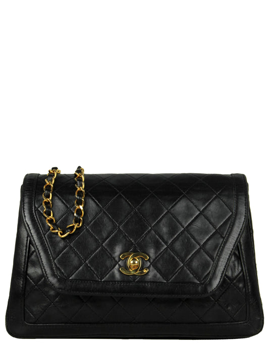 Chanel 1990s Navy Lambskin Quilted CC Flap Bag - Rovelle Bags