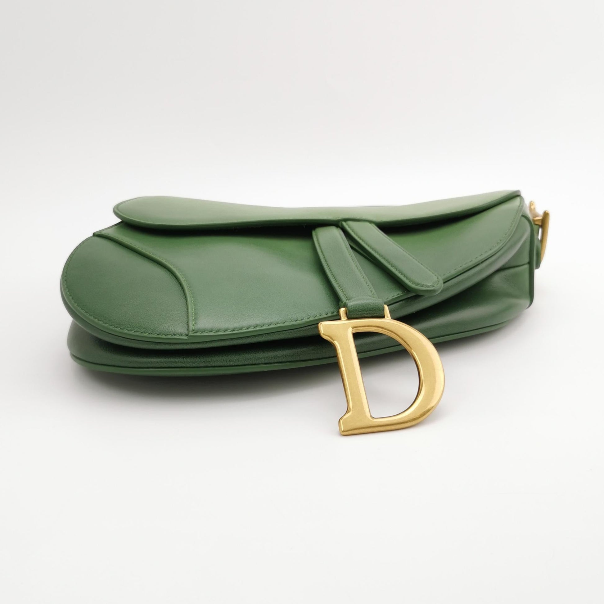 Dior Saddle Medium Green Leather Gold Hardware Shoulder Bag