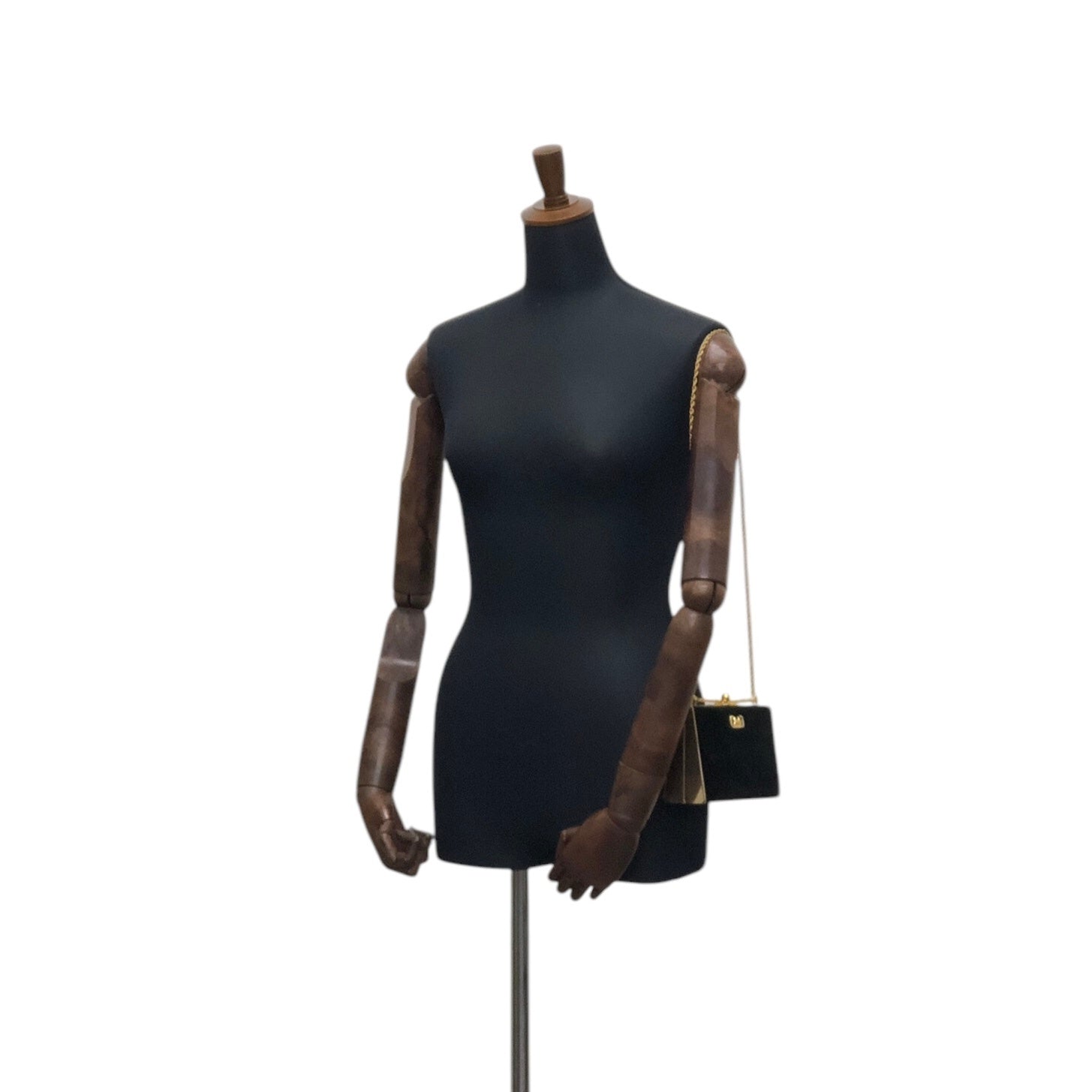 CELINE Horse Carriage Chain Shoulder bag Hobobag Black a875h8