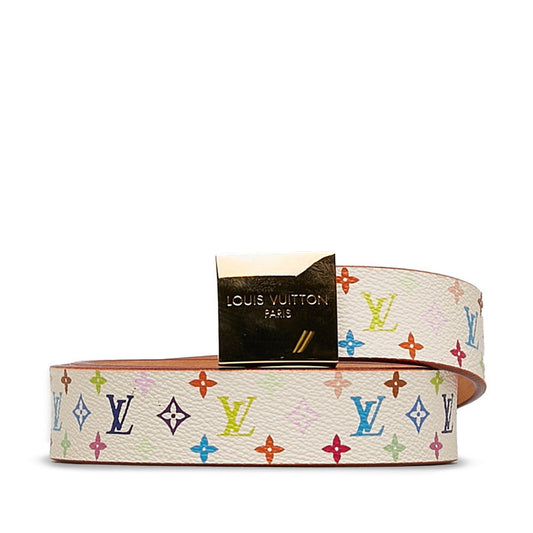 Louis Vuitton Monogram Multicolor Sunshine Belt 80/32 M9270U White PVC Leather Louis Vuitton