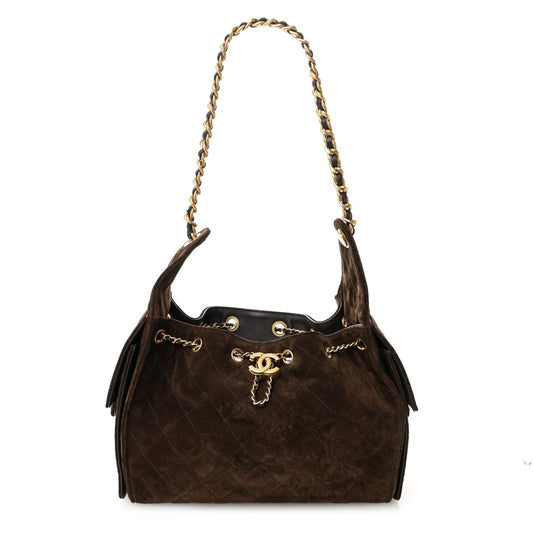 Chanel Suede Quilted Small Chanel 25 Handbag - Rovelle Bags