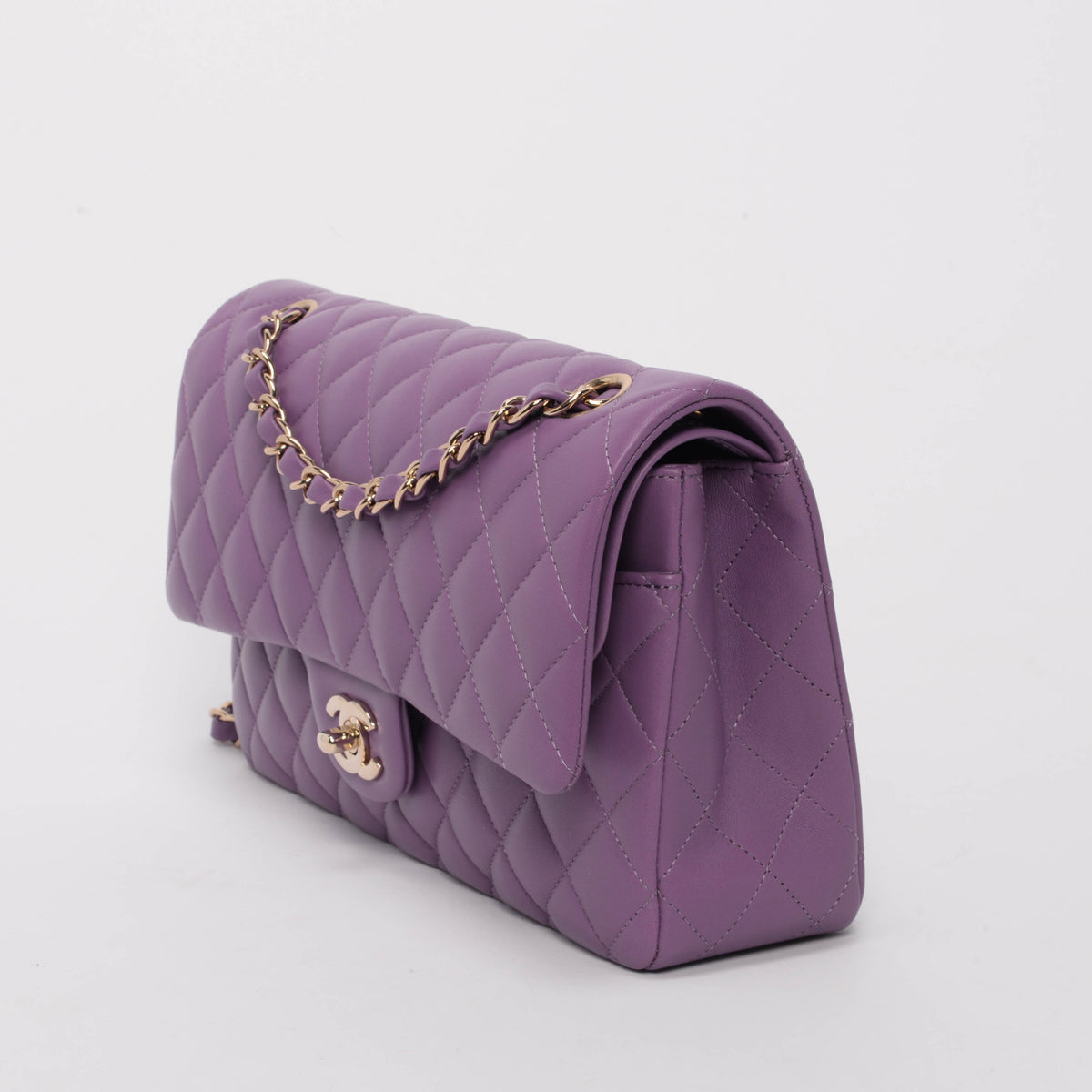 Chanel Purple Quilted Lambskin Medium Classic Flap Bag - Rovelle Bags