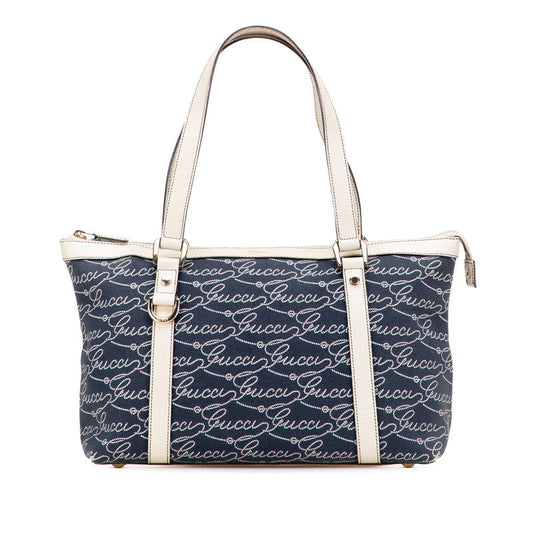 Gucci Abbey Canvas Leather Tote Bag