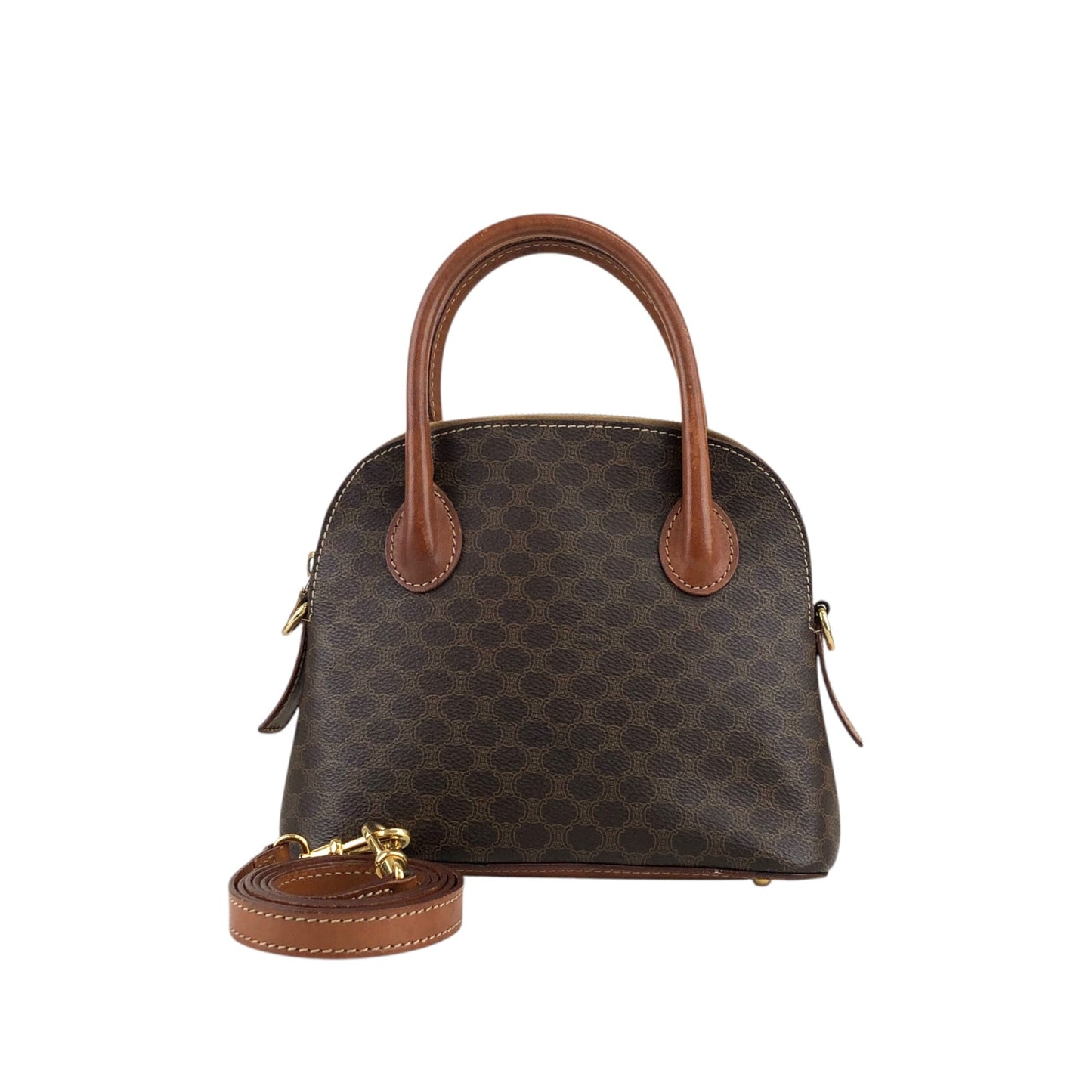 CELINE Macadam Two-way Handbag Shoulder bag Brown 764h73