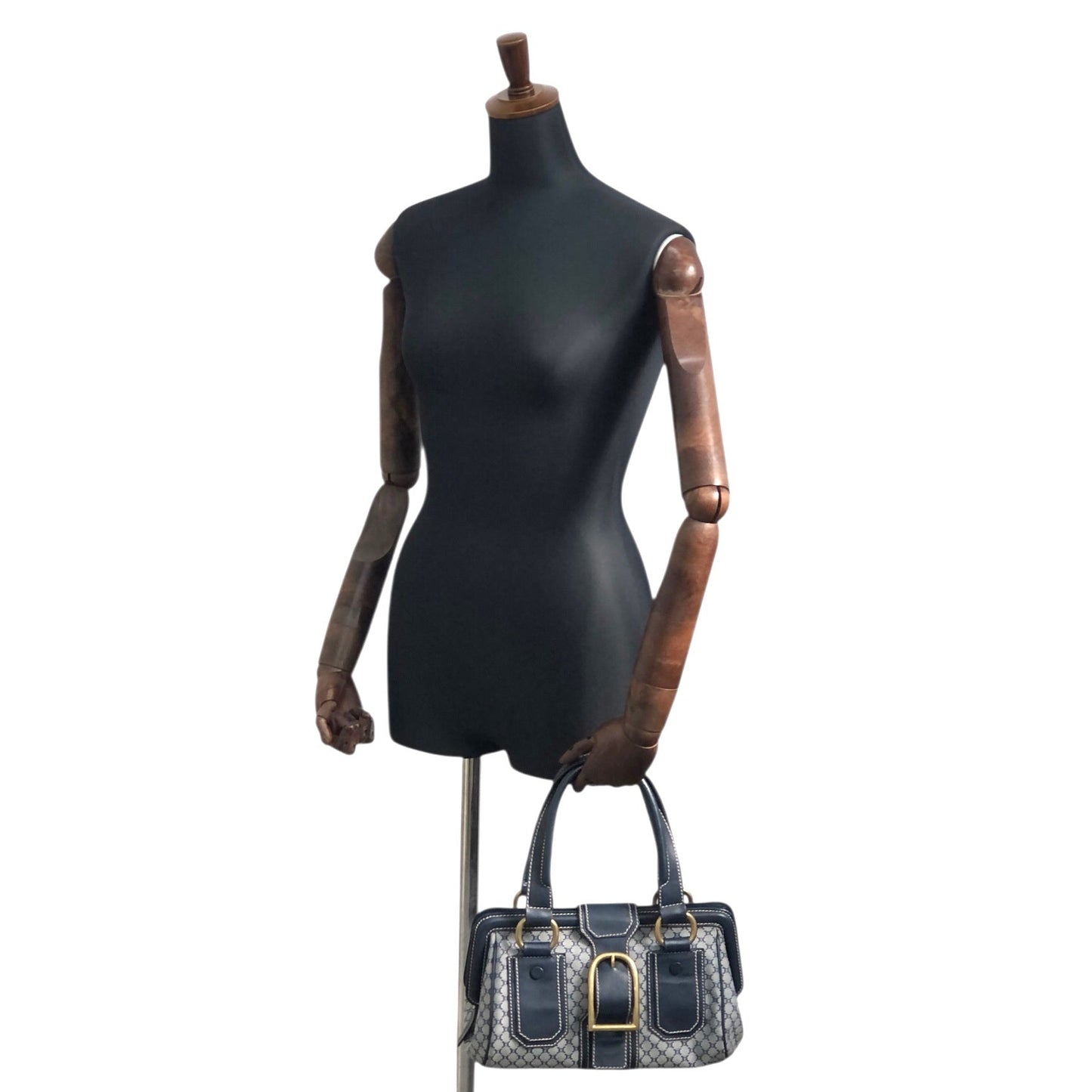 CELINE Front Buckle Handbag Navy rk6nfn