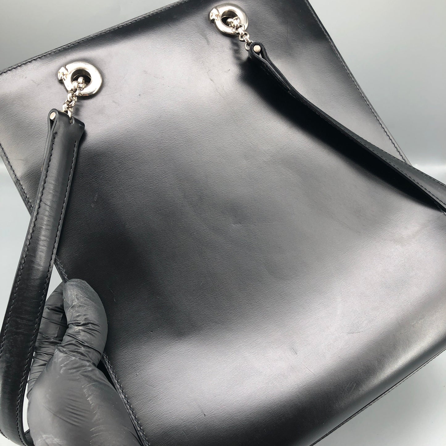 Cartier Black Smooth Leather Vertical Shoulder Tote Bag