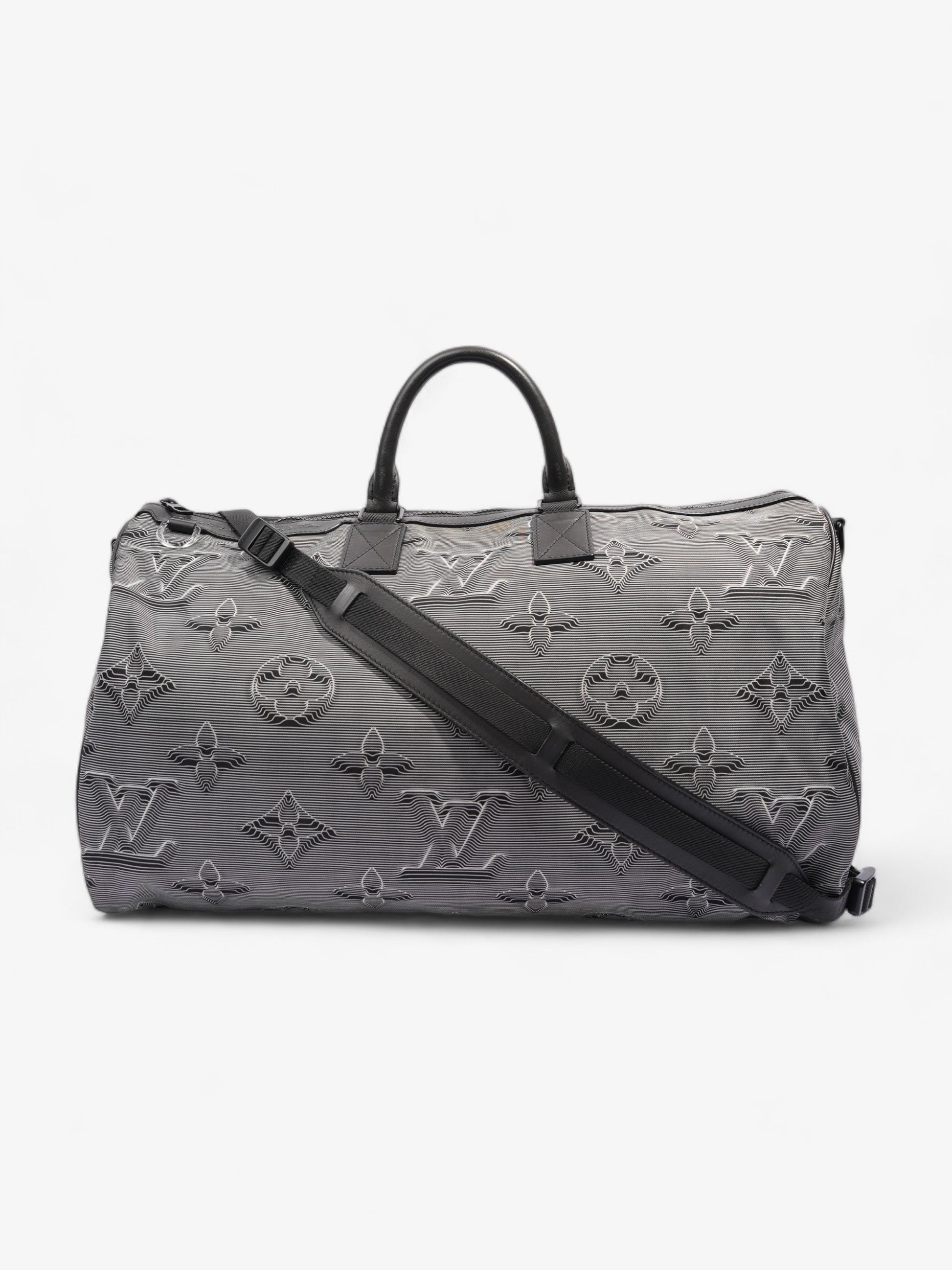 Louis Vuitton Reversible Keepall Bandouliere Black & White Monogram Nylon 50