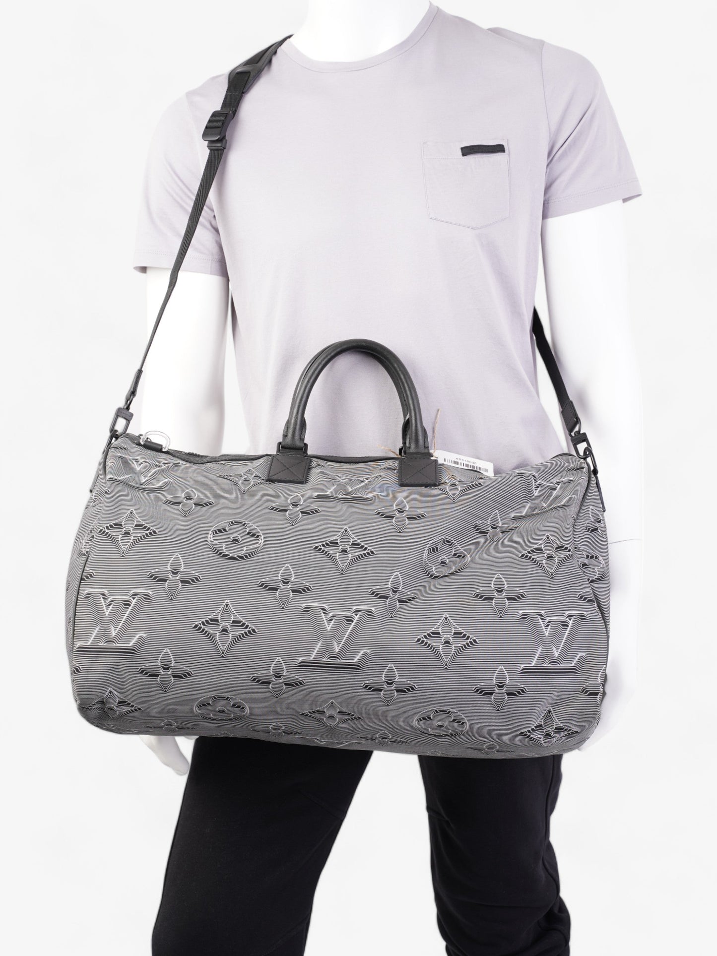 Louis Vuitton Reversible Keepall Bandouliere Black & White Monogram Nylon 50