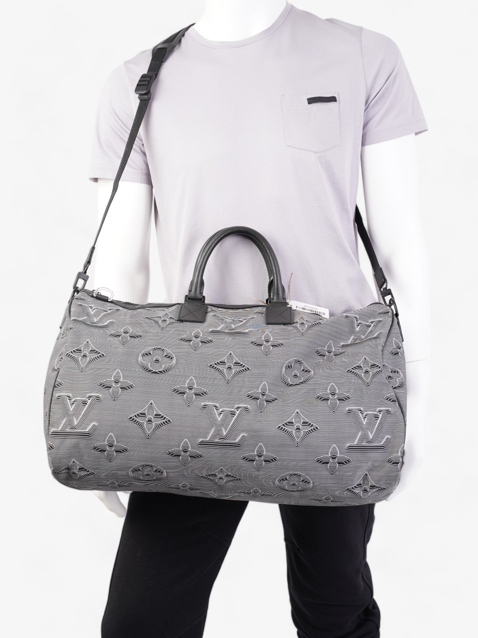 Louis Vuitton Reversible Keepall Bandouliere Black & White Monogram Nylon 50