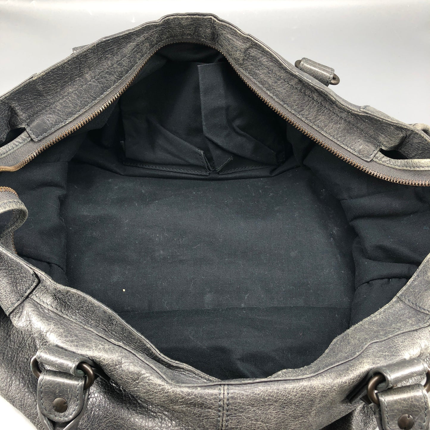 Balenciaga Classic City Distressed Leather Shoulder Handbag Grey