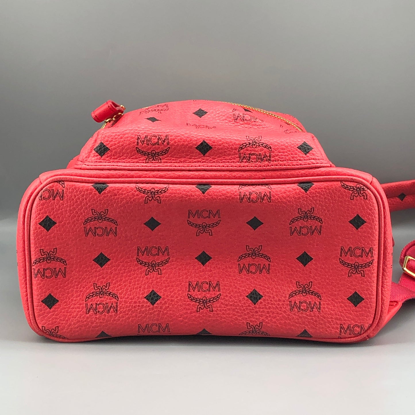 MCM Visetos Coated Canvas Small Backpack Hot Pink