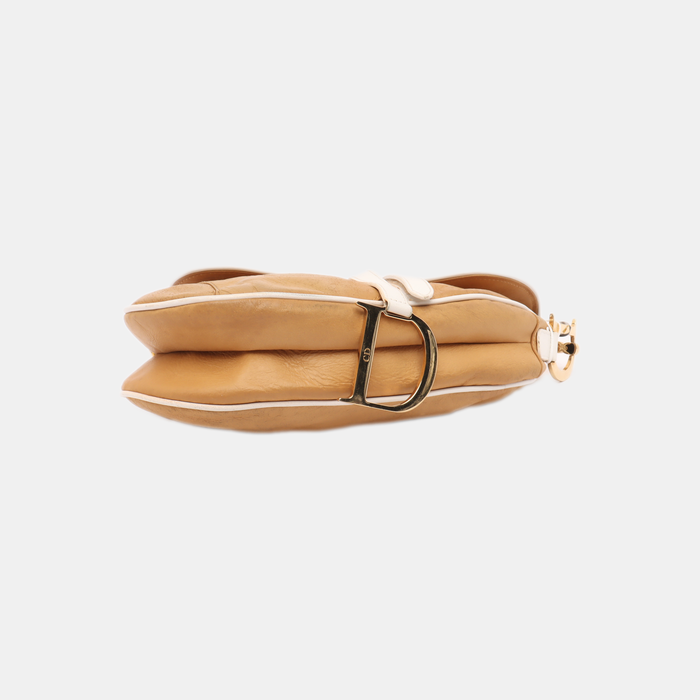 Dior Saddle Brown Leather and Silk Interior Shoulder Bag