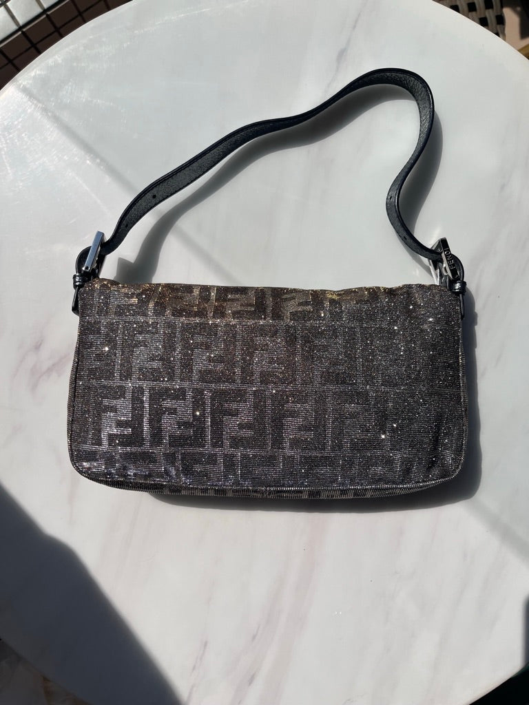 Fendi Baguette Glitter Zucca Print Shoulder bag