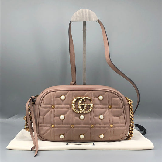 Gucci Dirty Pink Quilted Pearl GG Camera Crossbody Bag