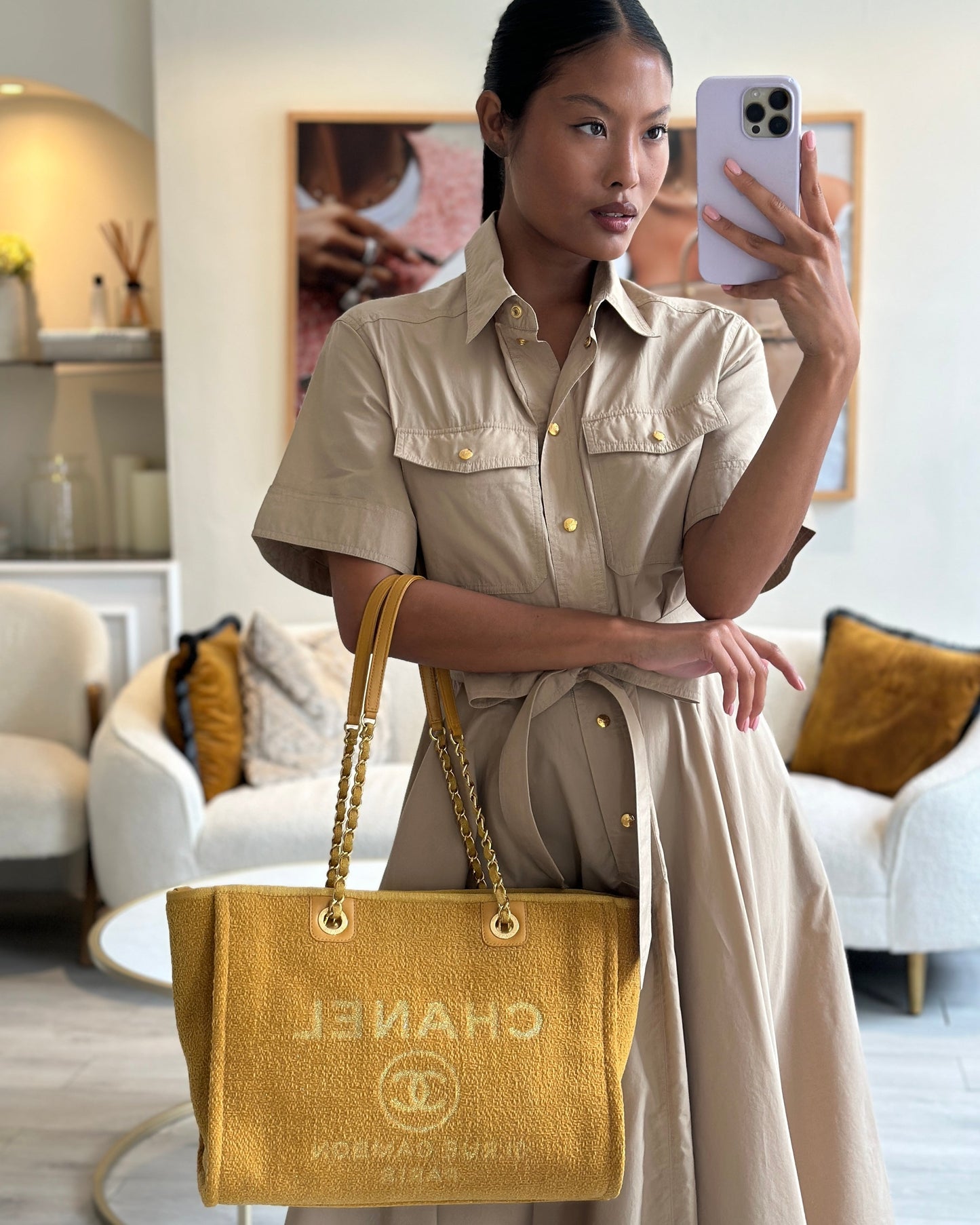 Chanel *HOT* Chanel Mustard Yellow Small Tote Bag - Rovelle Bags