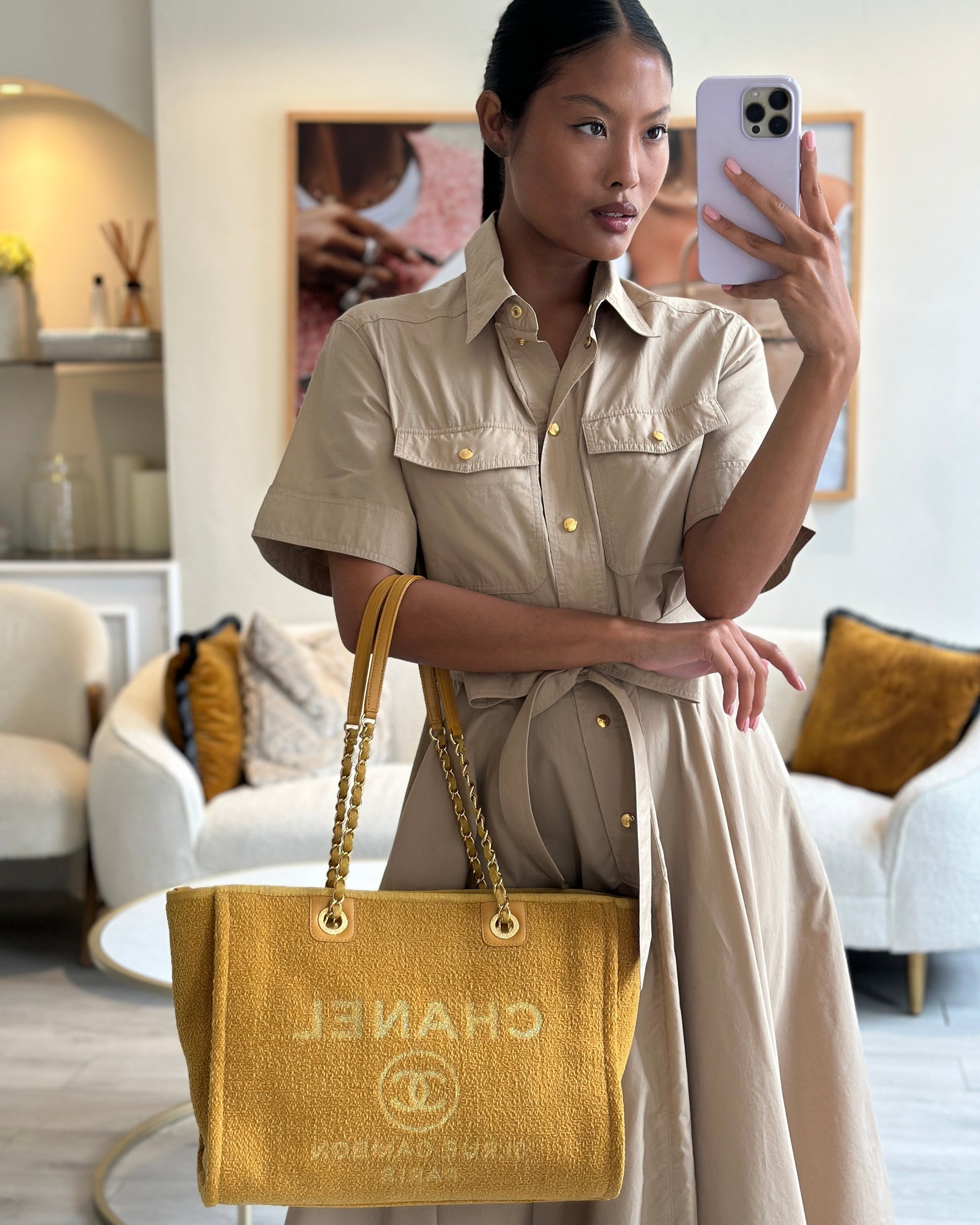 Chanel *HOT* Chanel Mustard Yellow Small Tote Bag - Rovelle Bags