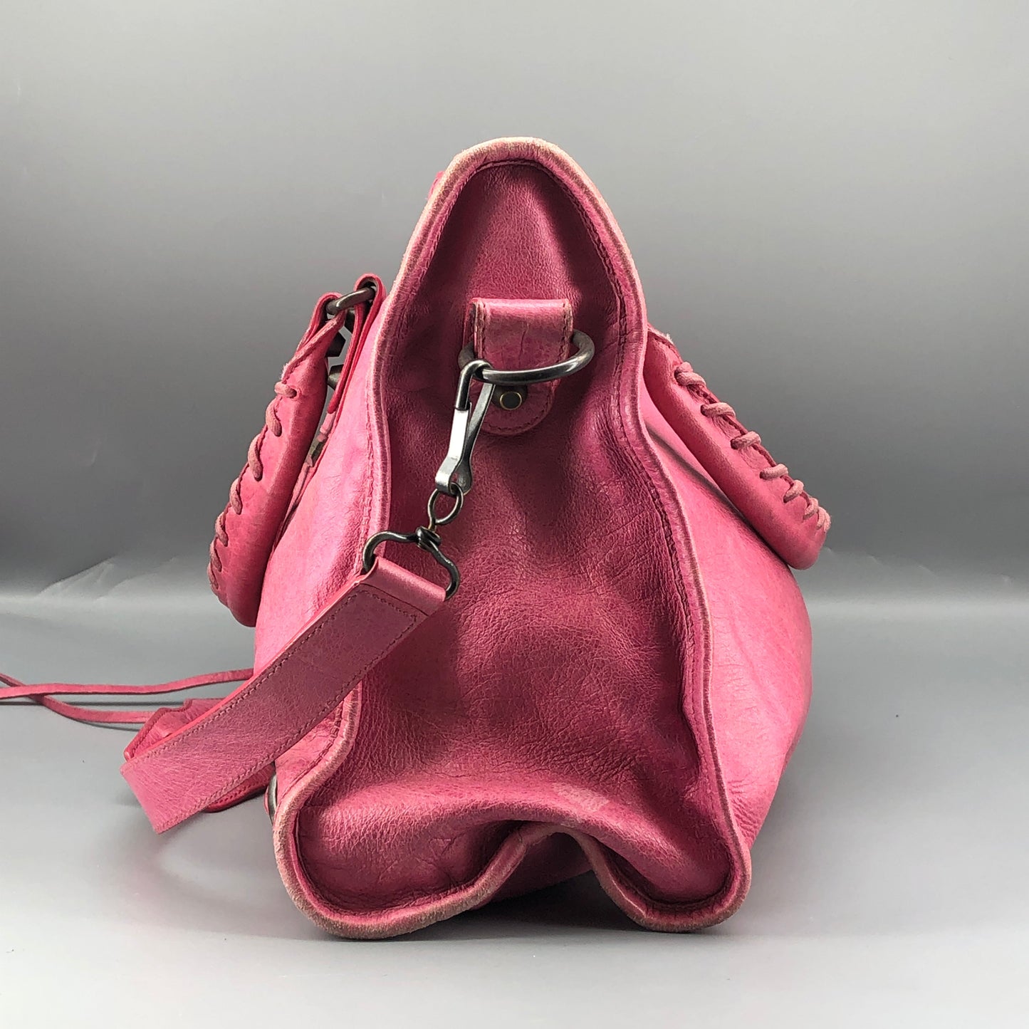 Balenciaga Pink Distressed Leather City Handbag Shoulder Bag