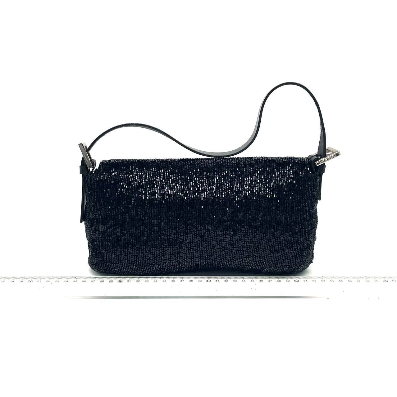 Fendi Baguette Black Glitter Beads Shoulder Bag