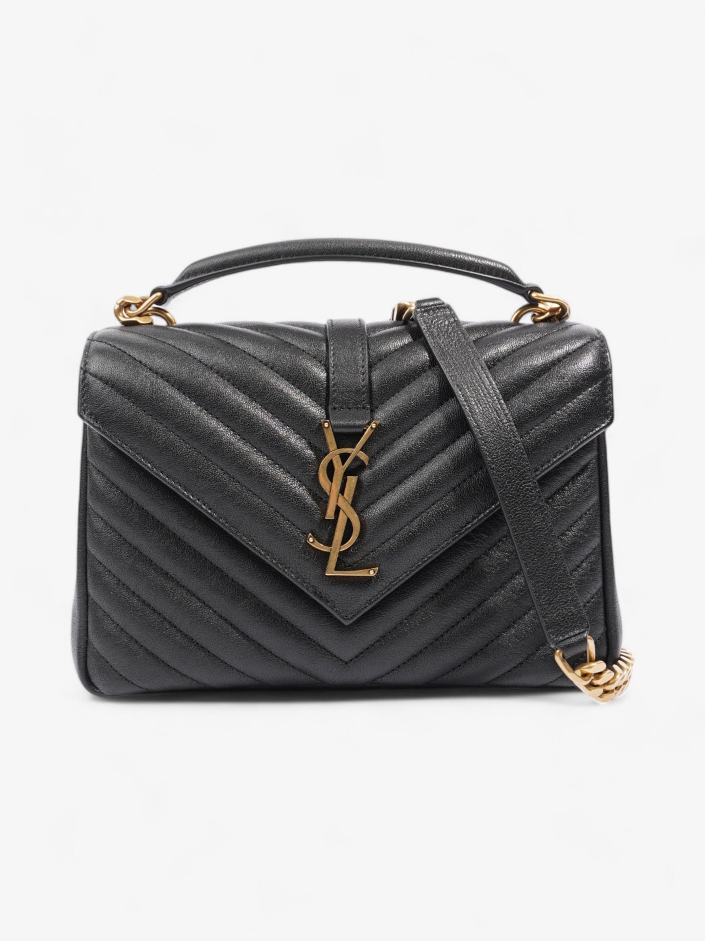 Saint Laurent College Leather Black Shoulder Bag Style 4