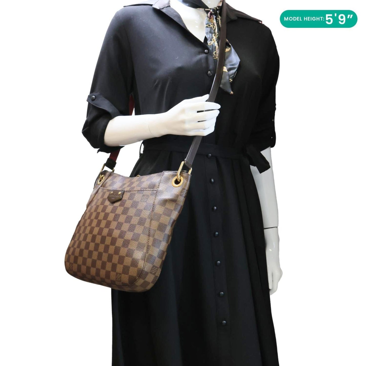 LOUIS VUITTON South Bank Besace Damier Ebene Crossbody Bag Brown