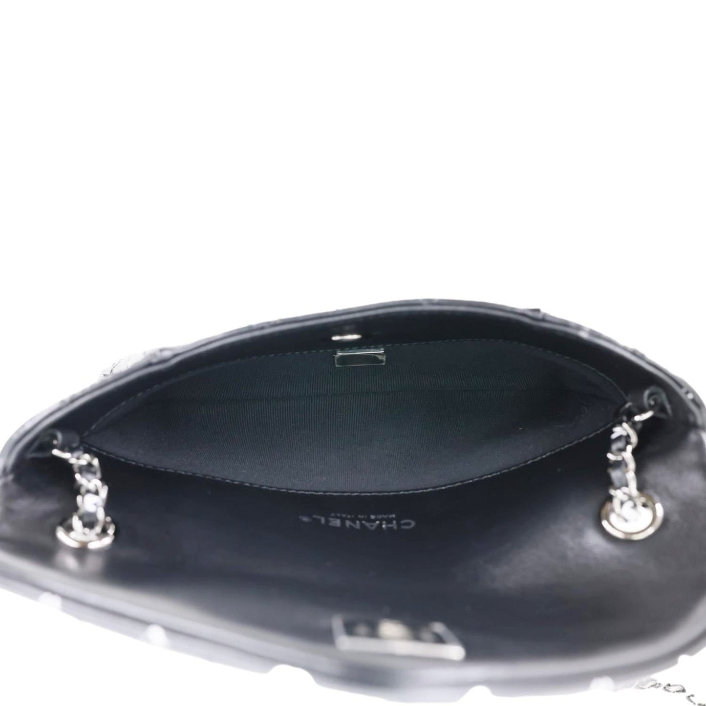 CHANEL CC Envelope Printed Lambskin Leather Chain Clutch Bag Black
