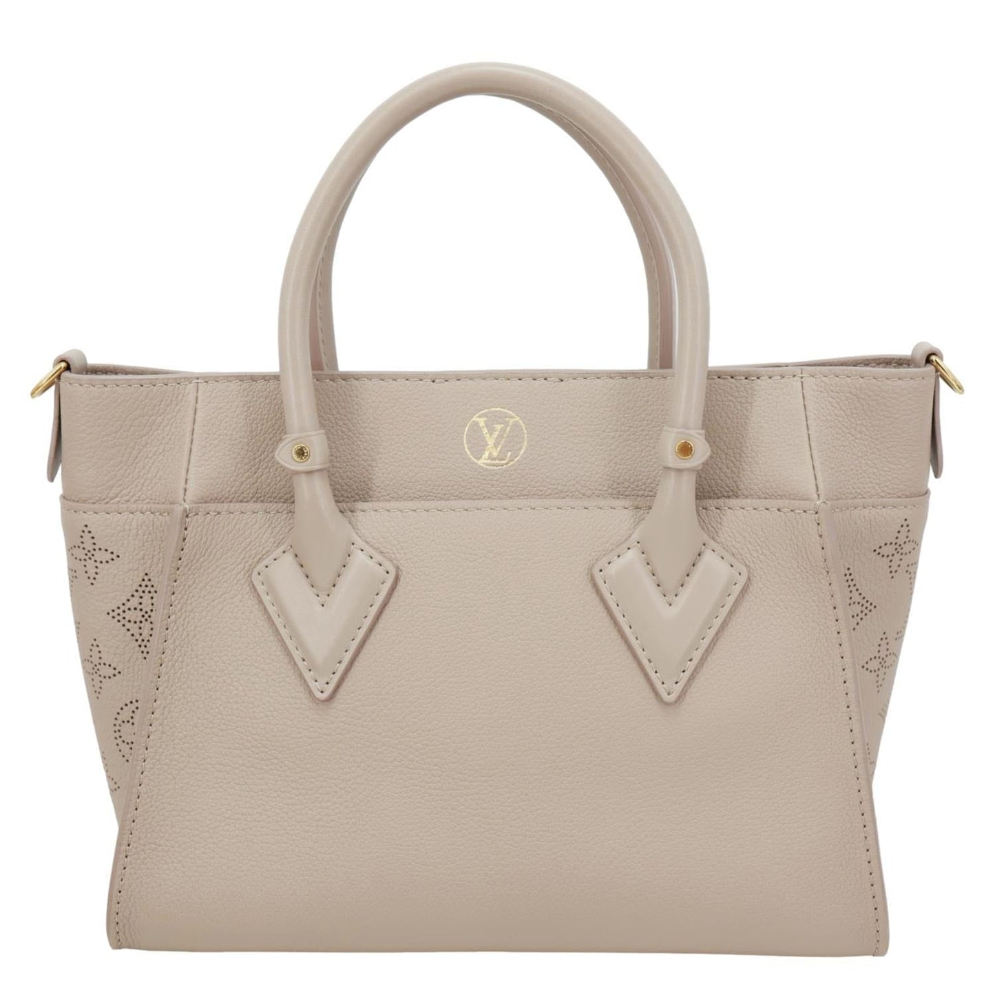 LOUIS VUITTON On My Side PM Monogram Perforated Nappa Leather Shoulder Bag Beige
