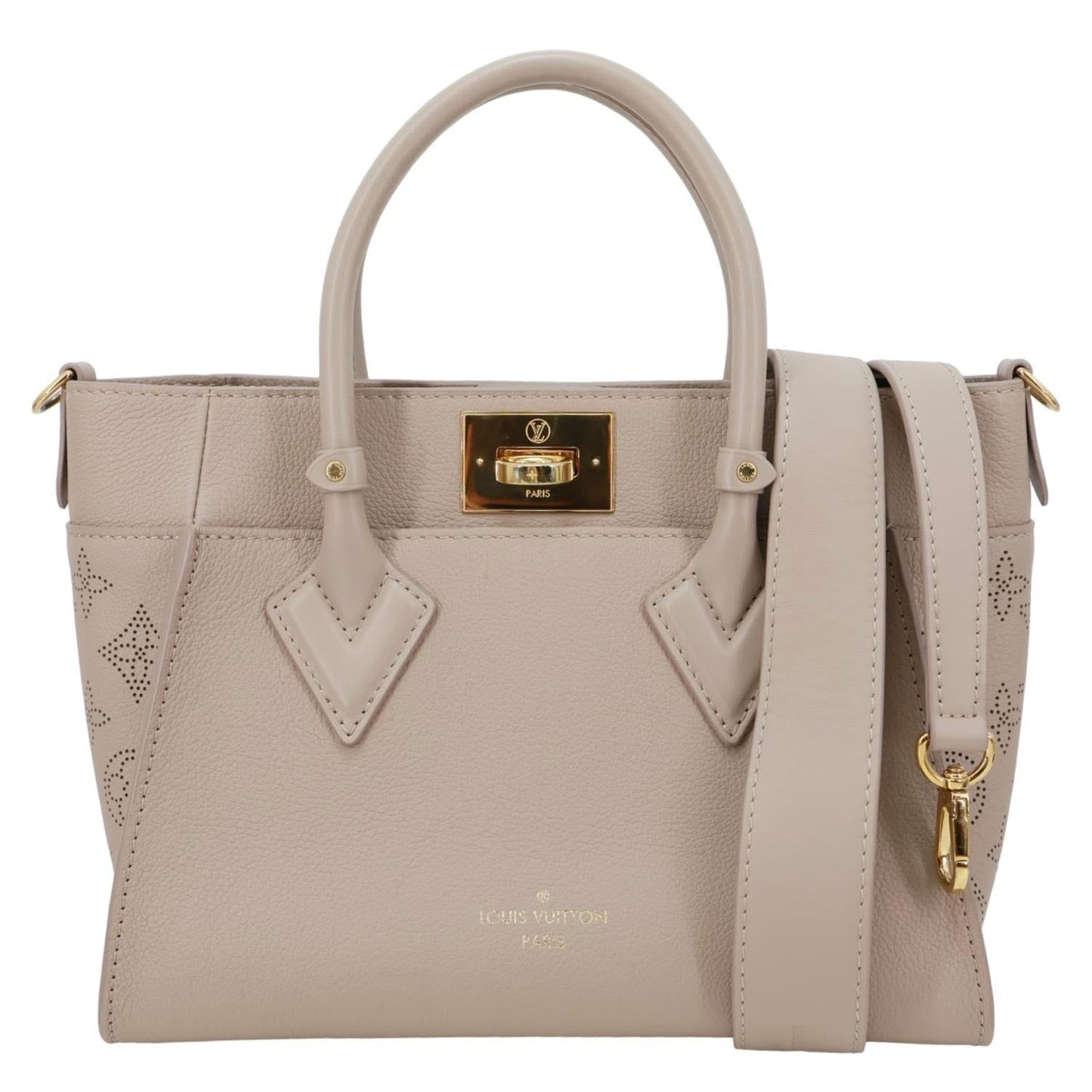 LOUIS VUITTON On My Side PM Monogram Perforated Nappa Leather Shoulder Bag Beige